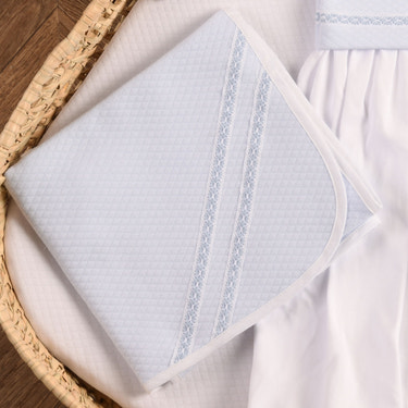 Boys Blue Quilted Cotton Blanket (80cm) - MOOGCO Baby