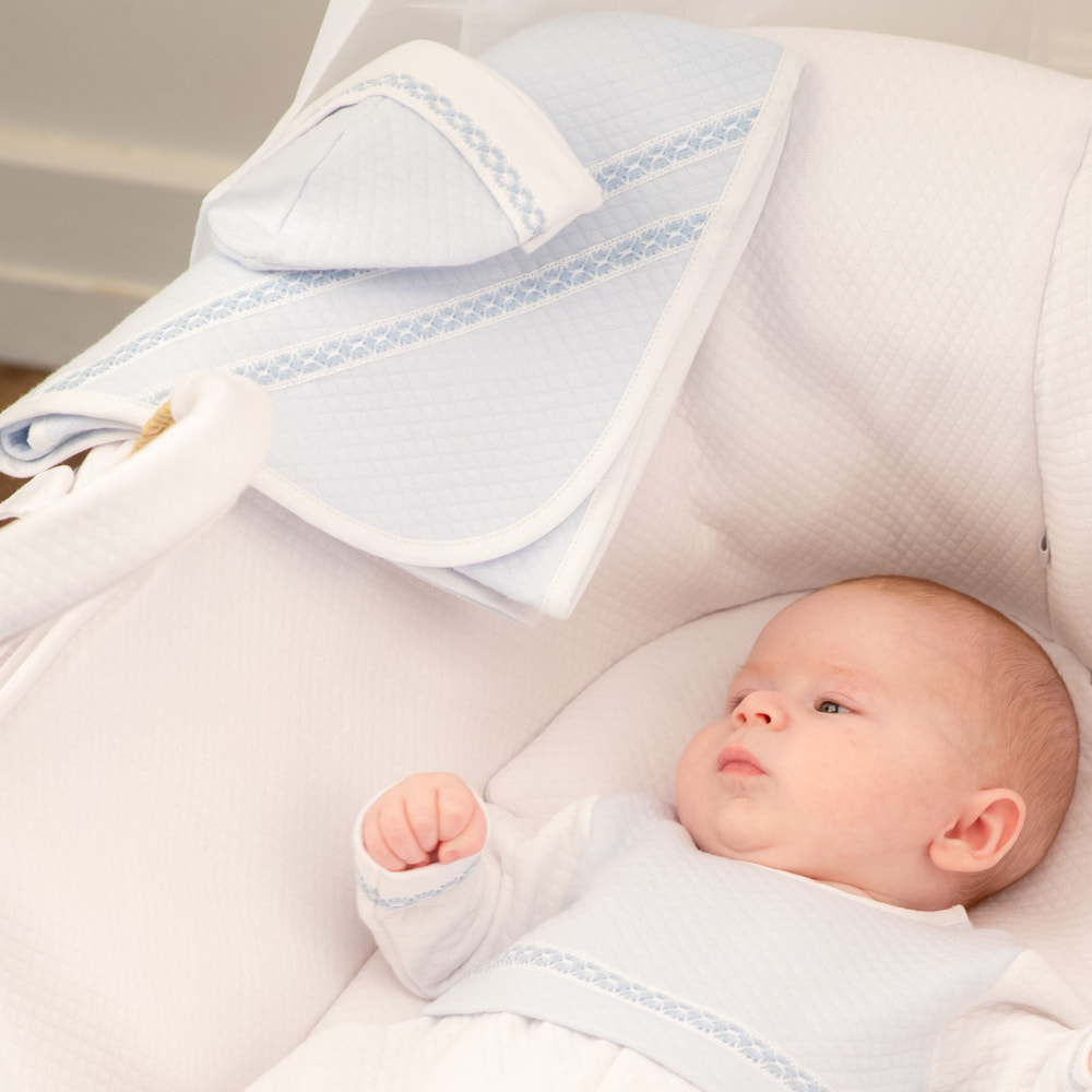 Boys Blue Quilted Cotton Blanket (80cm) - MOOGCO Baby