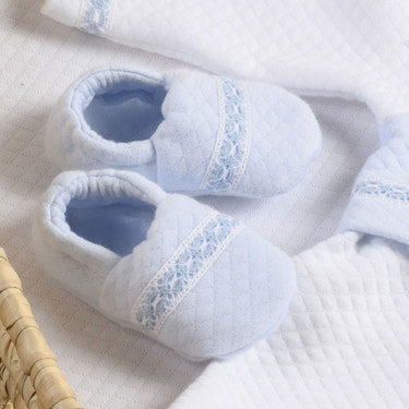 Boys Blue Quilted Cotton Booties - MOOGCO Baby