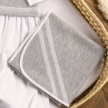 Boys Grey Quilted Cotton Blanket (80cm) - MOOGCO Baby