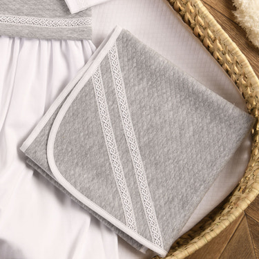 Boys Grey Quilted Cotton Blanket (80cm) - MOOGCO Baby