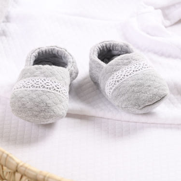 Boys Grey Quilted Cotton Booties - MOOGCO Baby