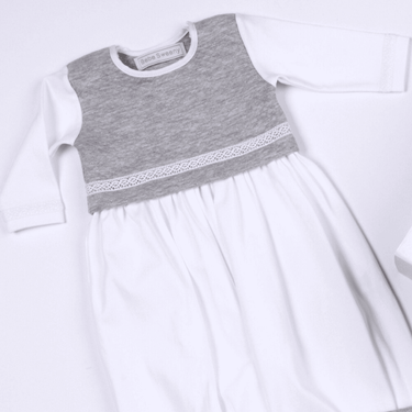 Boys White & Grey Quilted Cotton Gown