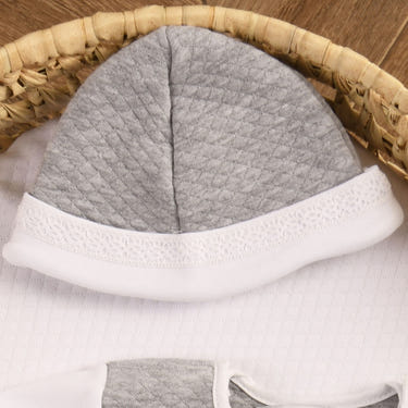 Boys Grey Quilted Cotton Hat - MOOGCO Baby