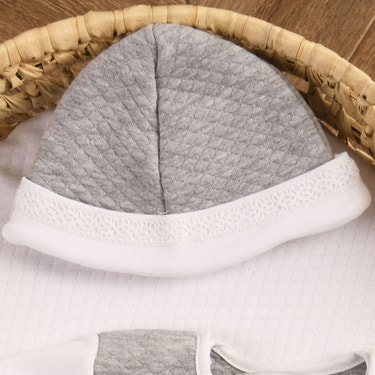 Boys Grey Quilted Cotton Hat - MOOGCO Baby