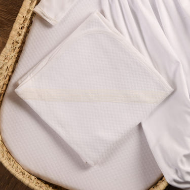 Boys White Quilted Cotton Blanket (80cm) - MOOGCO Baby