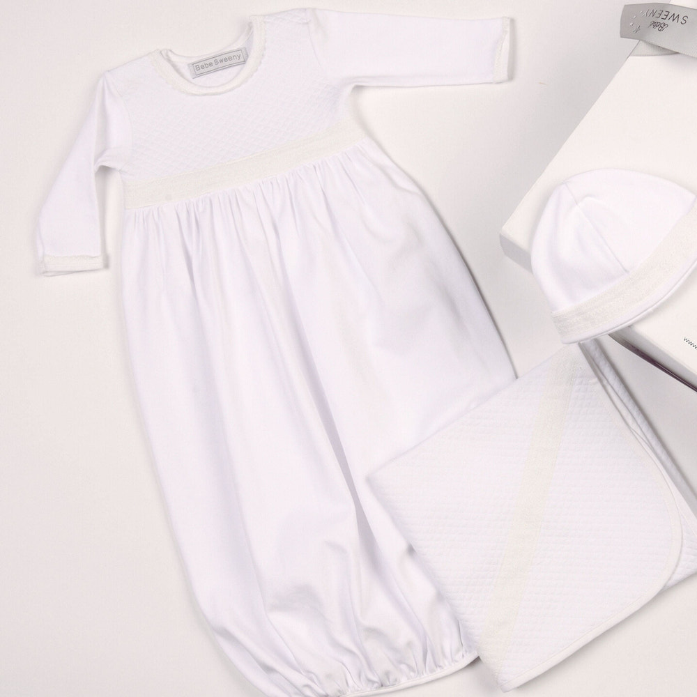 Baby White Quilted Cotton Gown