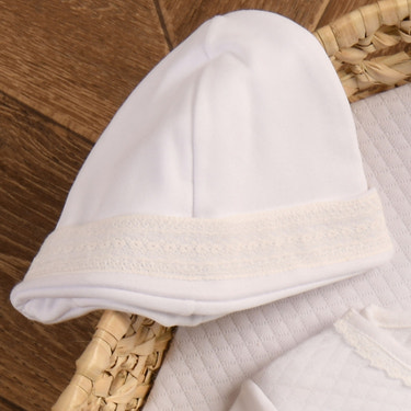 Baby White Quilted Cotton Hat - MOOGCO Baby