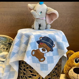 Diamond Sky Cap Patch Knitted Cotton Baby Blanket