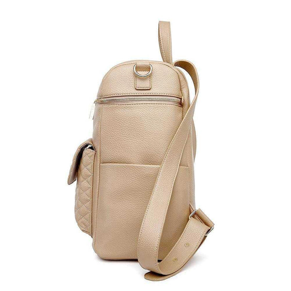 Signature Diaper Bag in Latte Brown, stylish and functional, shown from angle 5. Perfect for modern parents.