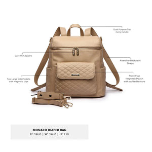 Signature Latte Brown Diaper Bag at Angle 9, stylish and functional for modern parents.