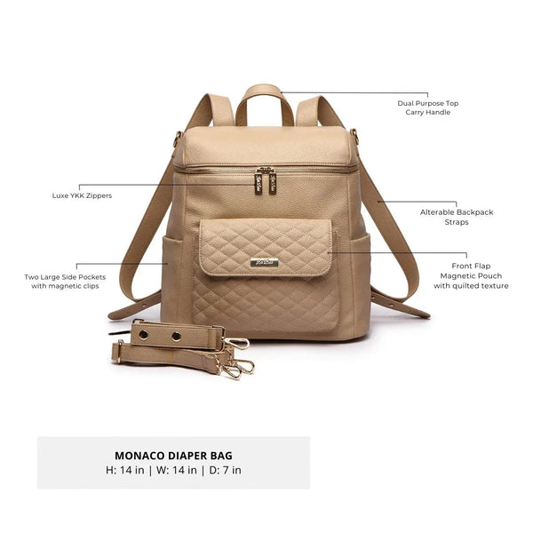 Signature Latte Brown Diaper Bag at Angle 9, stylish and functional for modern parents.