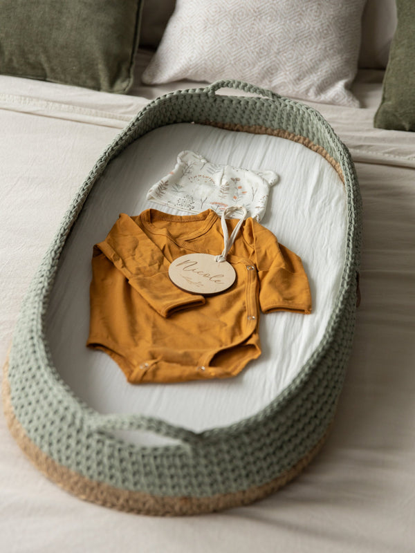 Boho Baby Changing Basket with Jute Accent