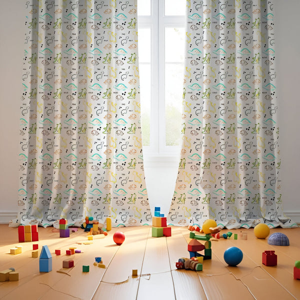 Dinos Themed Baby Room Curtain