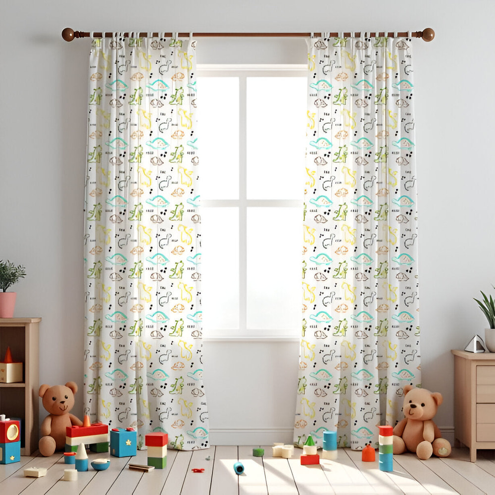 Dinos Themed Baby Room Curtain