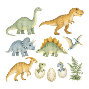 Dinosaur Wall Decals, Set of 10 - product only on white background