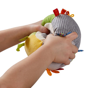 Plush Discovery Ball Everything Under Control for babies, showcasing colorful textures and playful design from angle 3.