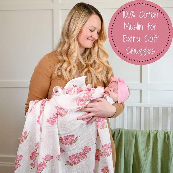 Dogwoods In Bloom Baby Muslin Swaddle Blanket