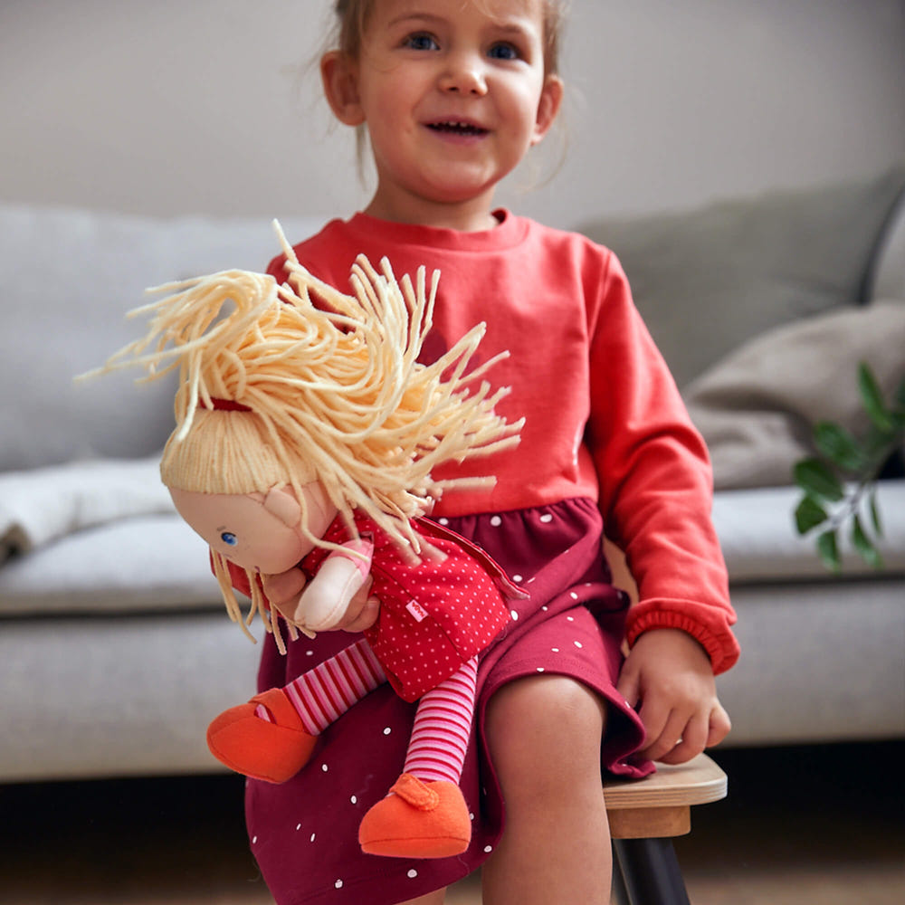 Annelie 12" soft doll, perfect for cuddles and imaginative play, ideal gift for babies and toddlers.