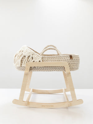 Doll Moses Basket Macrame Hood w/Rocking Stand