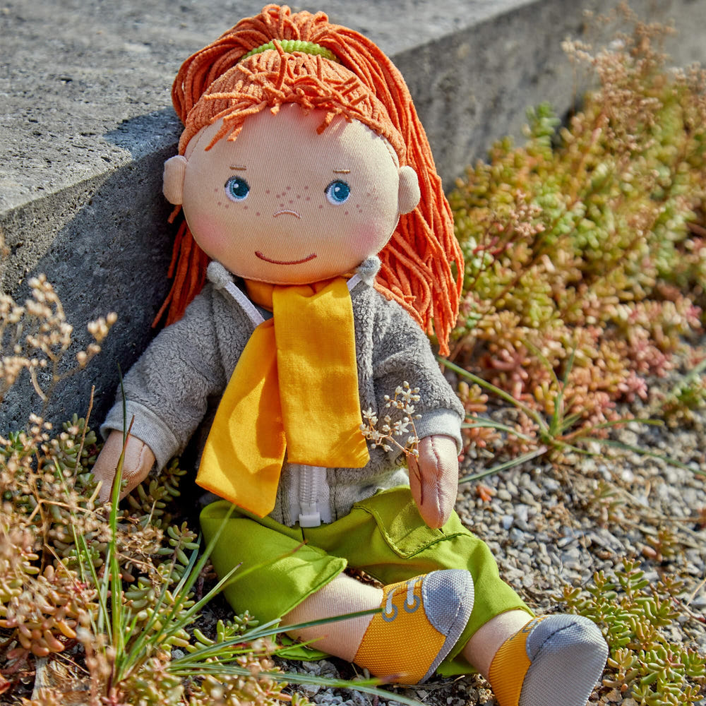 Soley 12" soft doll, perfect cuddly companion for babies and toddlers, featuring a charming design and soft fabric.