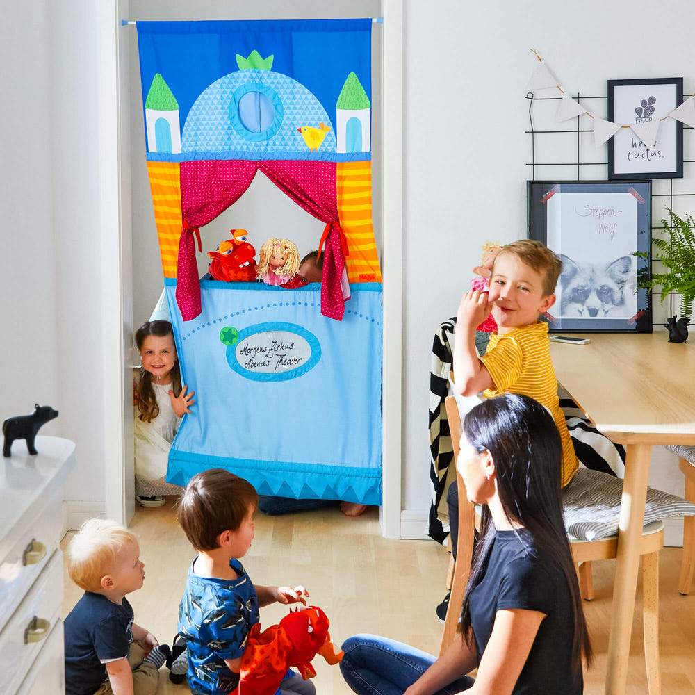 Hanging Doorway Puppet Theater for kids - fun and interactive playtime entertainment.