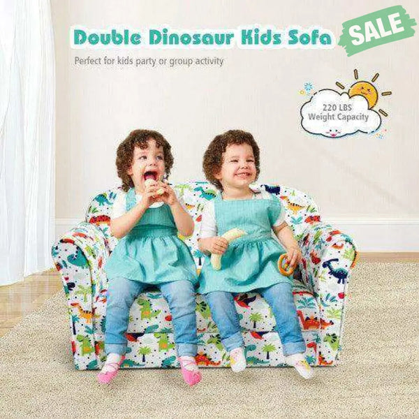 Double Kids Dinosaur Sofa Children Armrest Couch Kids Chairs & Seating