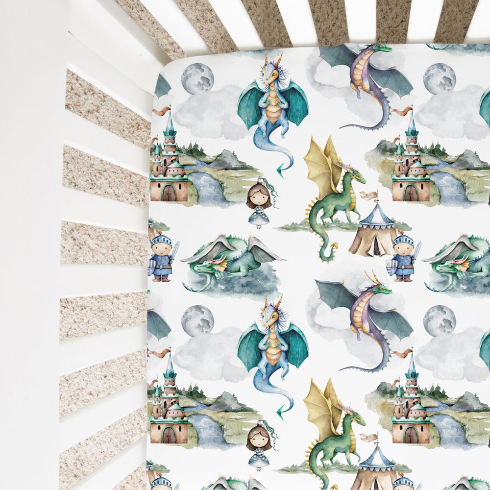 Fitted Crib Sheet - Dragons & Knights