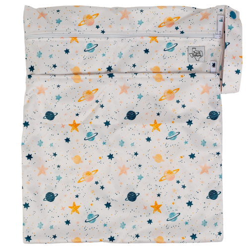 Standard wet/dry bag at a 30-degree angle, perfect for storing baby essentials and keeping items dry and organized.