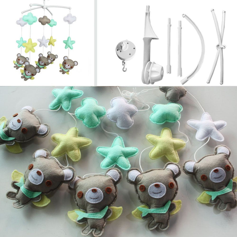 Colorful infant bed hanging bell crib musical toy mobile for baby décor and accessories.