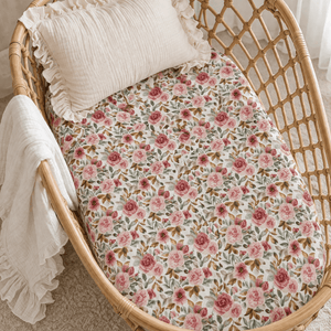 Dusty Pink Floral Bamboo Changing Pad Cover