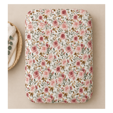 Dusty Pink Floral Bamboo Changing Pad Cover