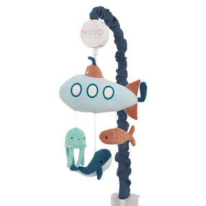 Explore Dream Discover Light Blue, Navy, and Aqua Submarine Plush Musical Mobile