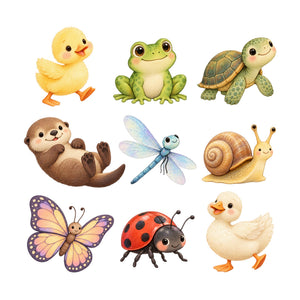Baby Pond Animal Wall Decals, Set of 9, image 2