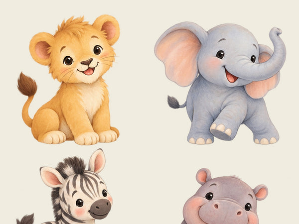 Baby Safari Animal Wall Decals, Set of 9, image 4