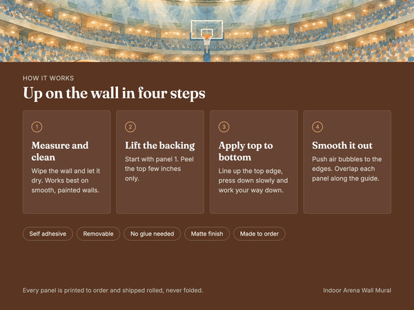 Watercolor Indoor Arena Basketball Wall Mural, image 9