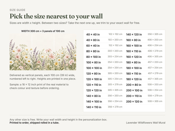 Watercolor Lavender Wildflowers Wall Mural, image 4