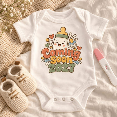 Coming Soon 2027 baby bodysuit pregnancy announcement