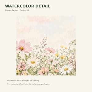 Watercolor Cosmos and Daisy Meadow Wall Mural, image 3