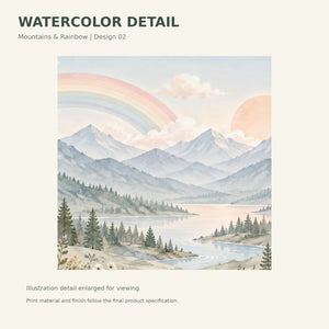 Watercolor Alpine Lake Rainbow Wall Mural, image 3