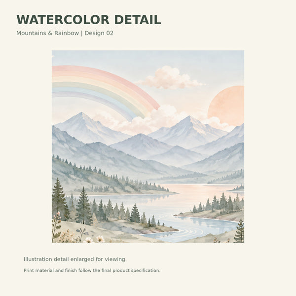 Watercolor Alpine Lake Rainbow Wall Mural, image 3