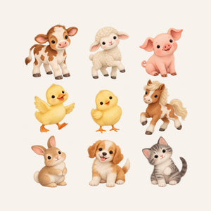 Baby Farm Animal Wall Decals, Set of 9, image 3