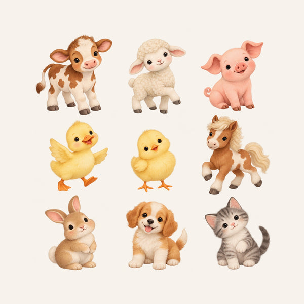 Baby Farm Animal Wall Decals, Set of 9, image 3