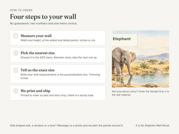 Watercolor E is for Elephant Alphabet Wall Mural, image 6