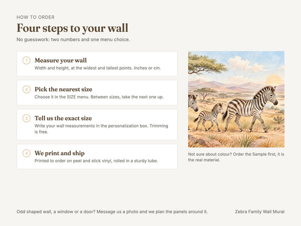 Watercolor Zebra Family Safari Wall Mural, image 6