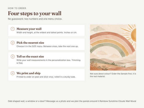 Watercolor Rainbow Sunshine Clouds Wall Mural, image 5