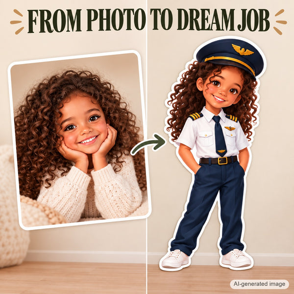 Personalized Pilot Wall Decal from Photo, Dream Job Sticker, image 3