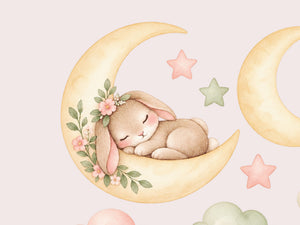 Sleeping Bunny Moon and Clouds Wall Decals, Set of 17, image 4