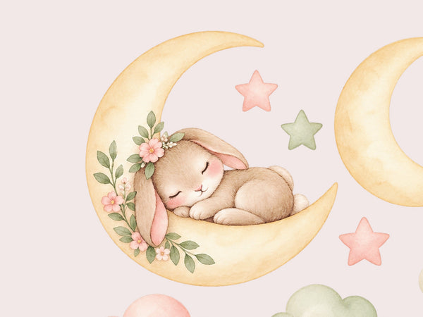 Sleeping Bunny Moon and Clouds Wall Decals, Set of 17, image 4