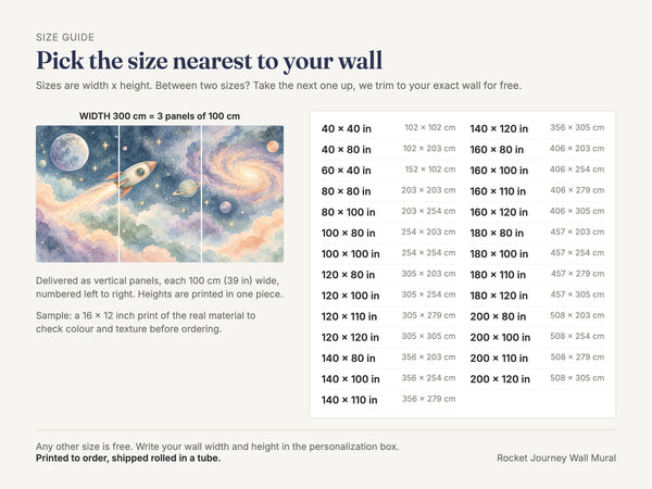 Watercolor Rocket Journey Wall Mural, image 5